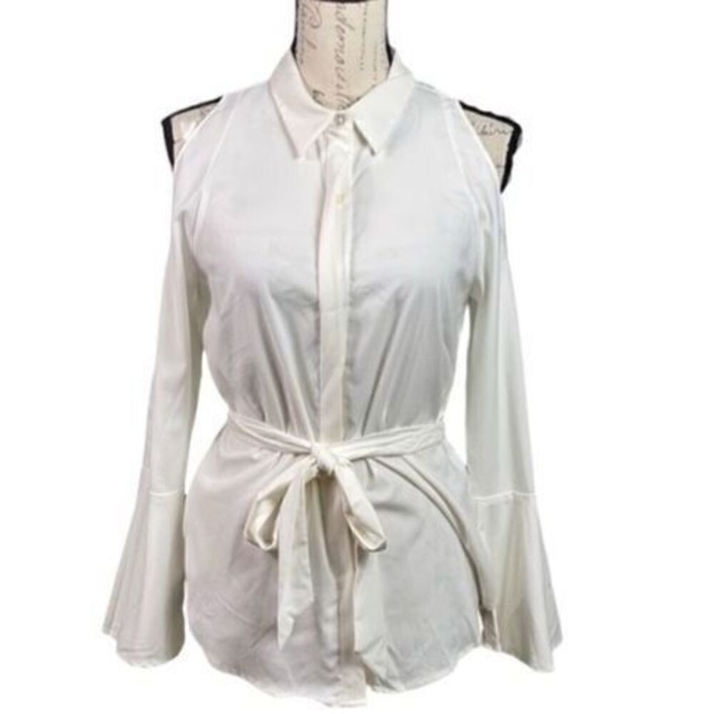 Antonio melani Shilo sash LARGE Cold shoulder Button Feont Blouse